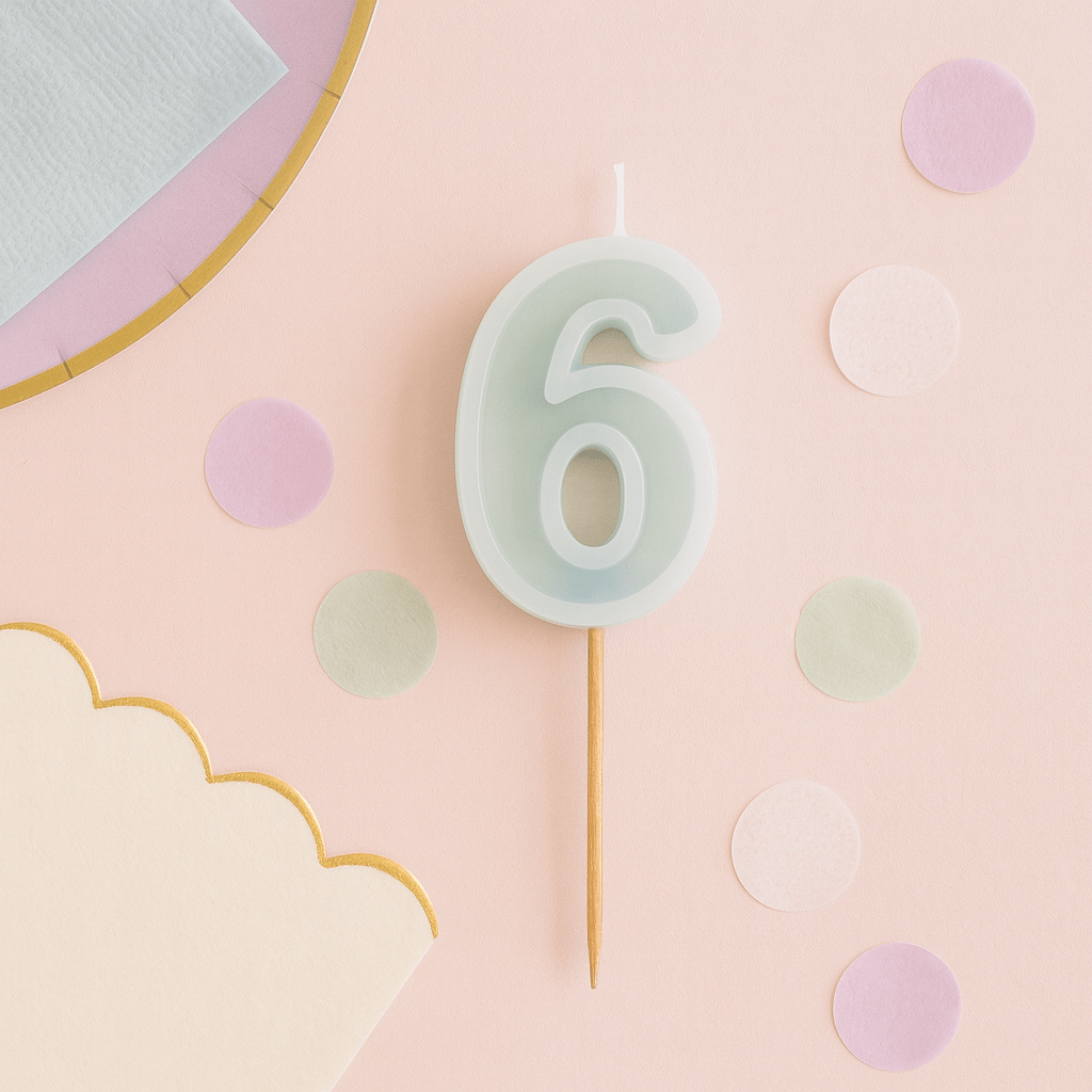Mint Green Number 6 candle - Birthday cake candles Birthday Candles Mint Green Number 6 candle