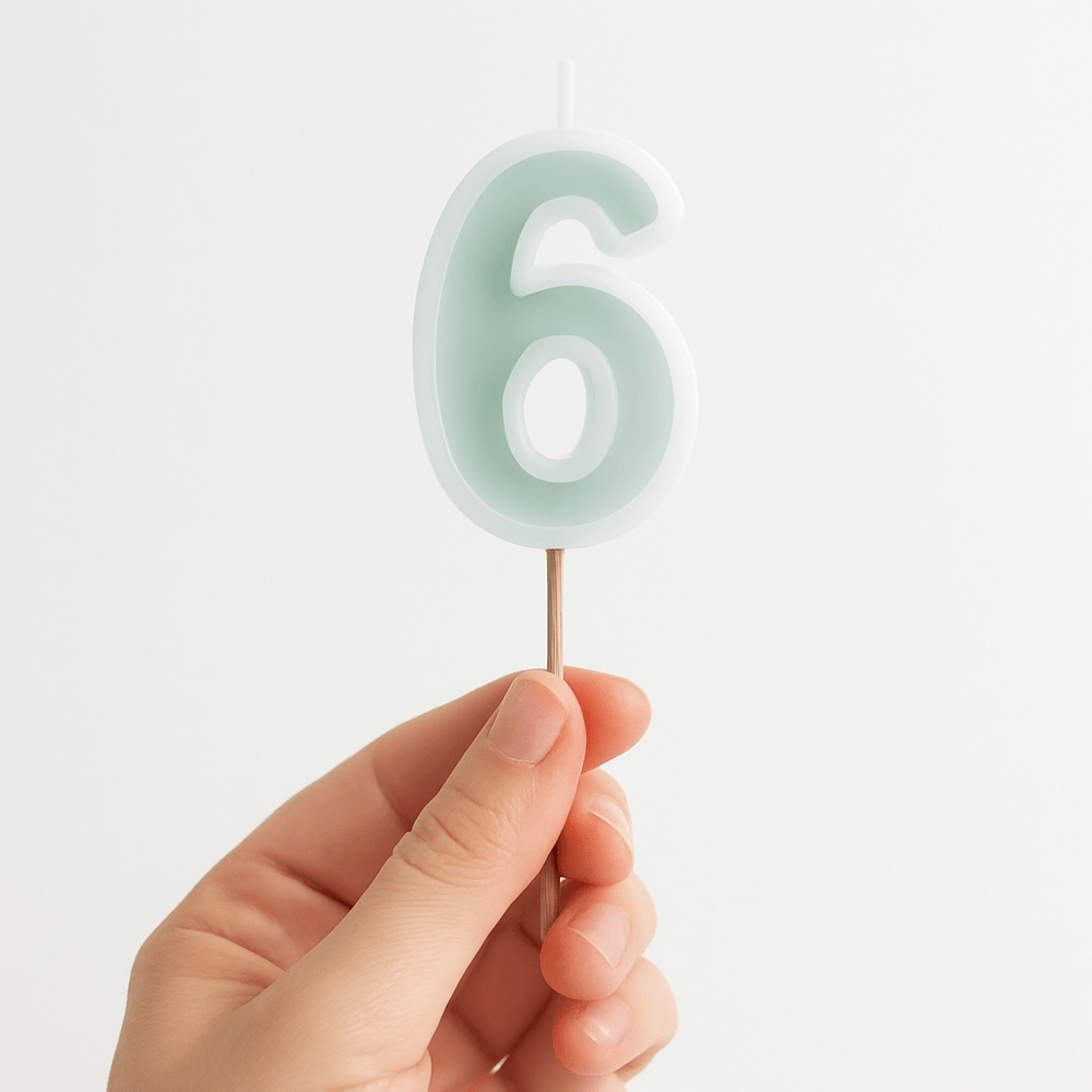 Mint Green Number 6 candle - Birthday cake candles Birthday Candles Mint Green Number 6 candle