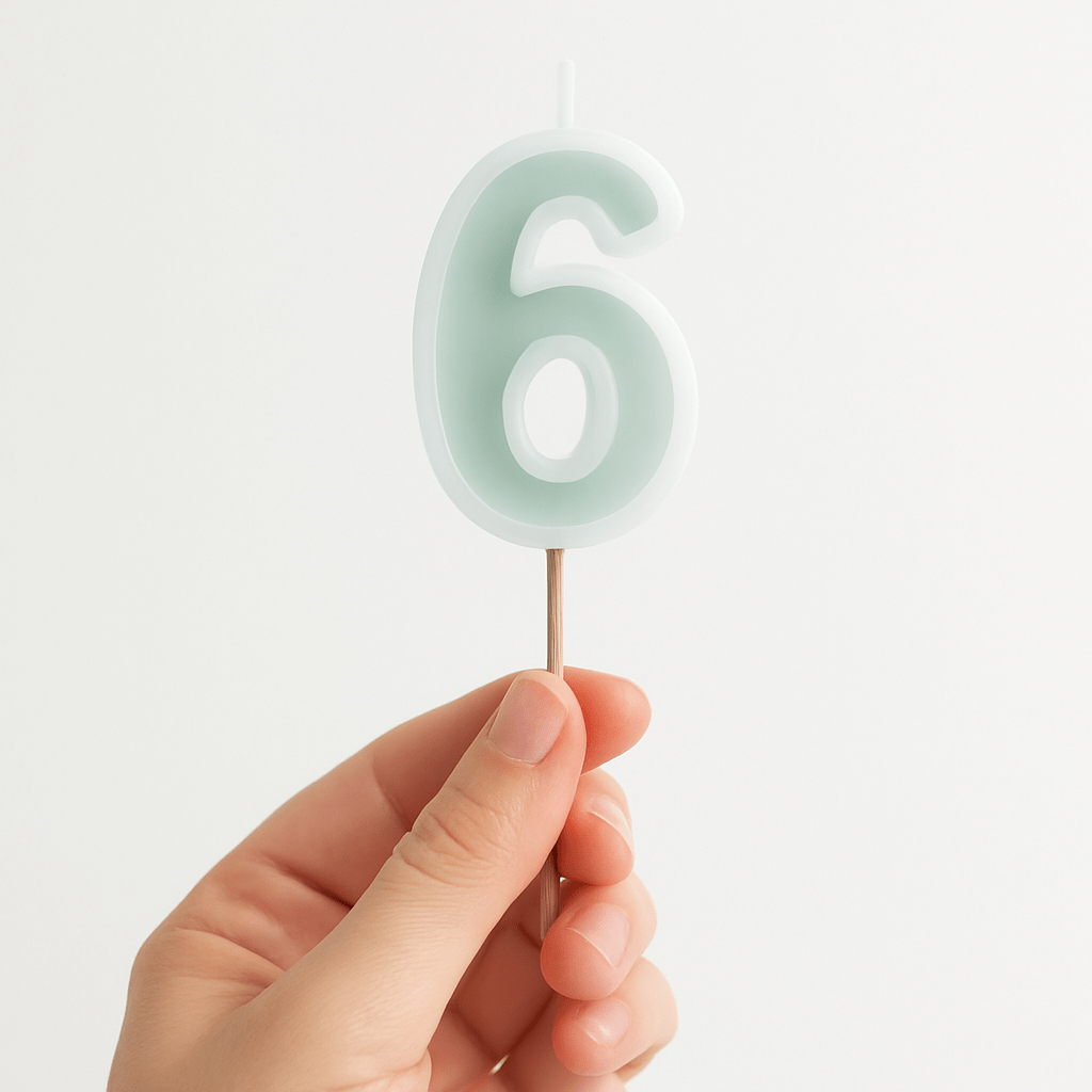 Mint Green Number 6 candle - Birthday cake candles Birthday Candles Mint Green Number 6 candle