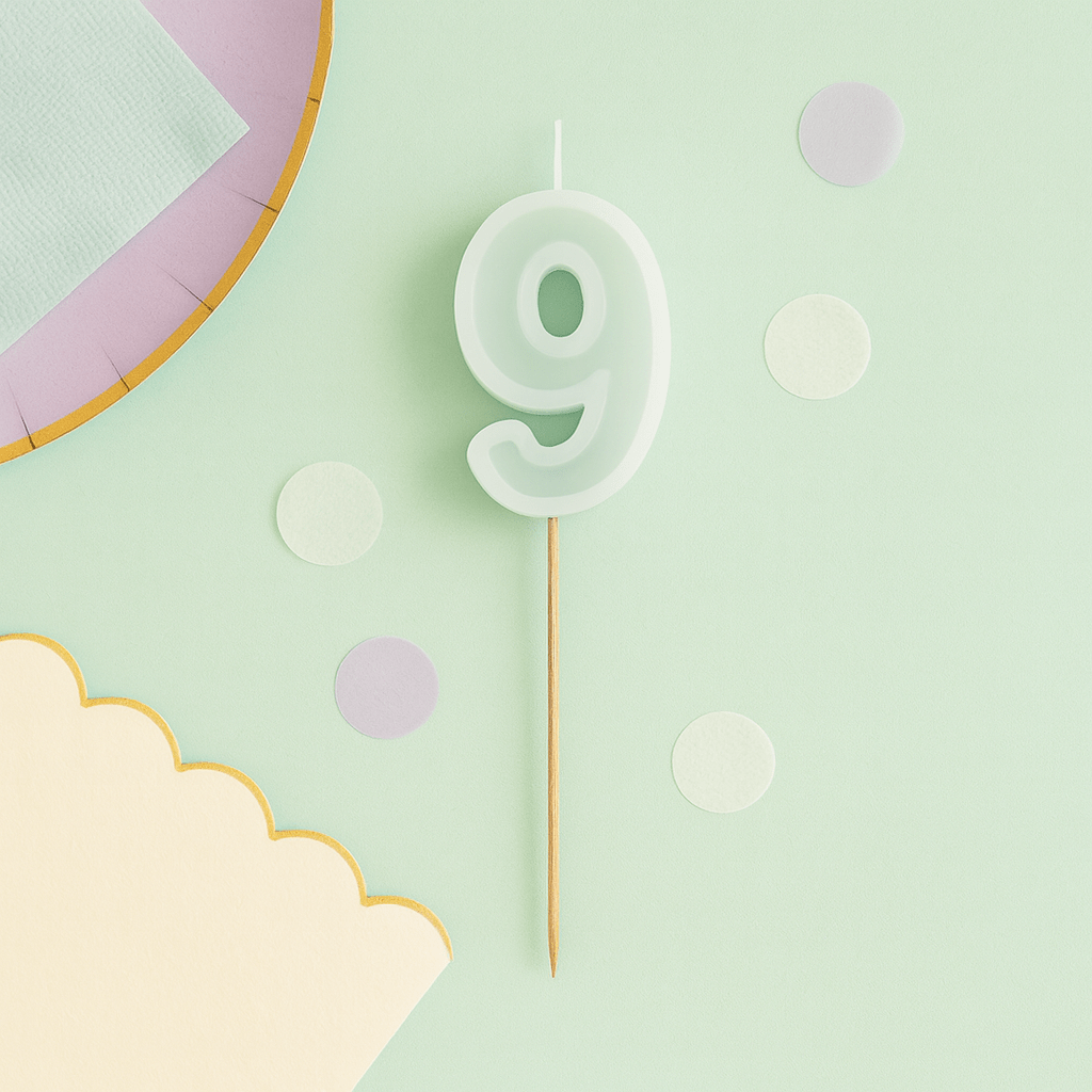 Mint Green Number 9 candle - Birthday cake candles Birthday Candles Mint Green Number 9 candle