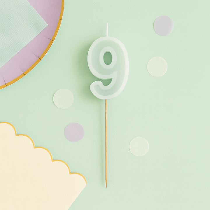 Mint Green Number 9 candle - Birthday cake candles Birthday Candles Mint Green Number 9 candle