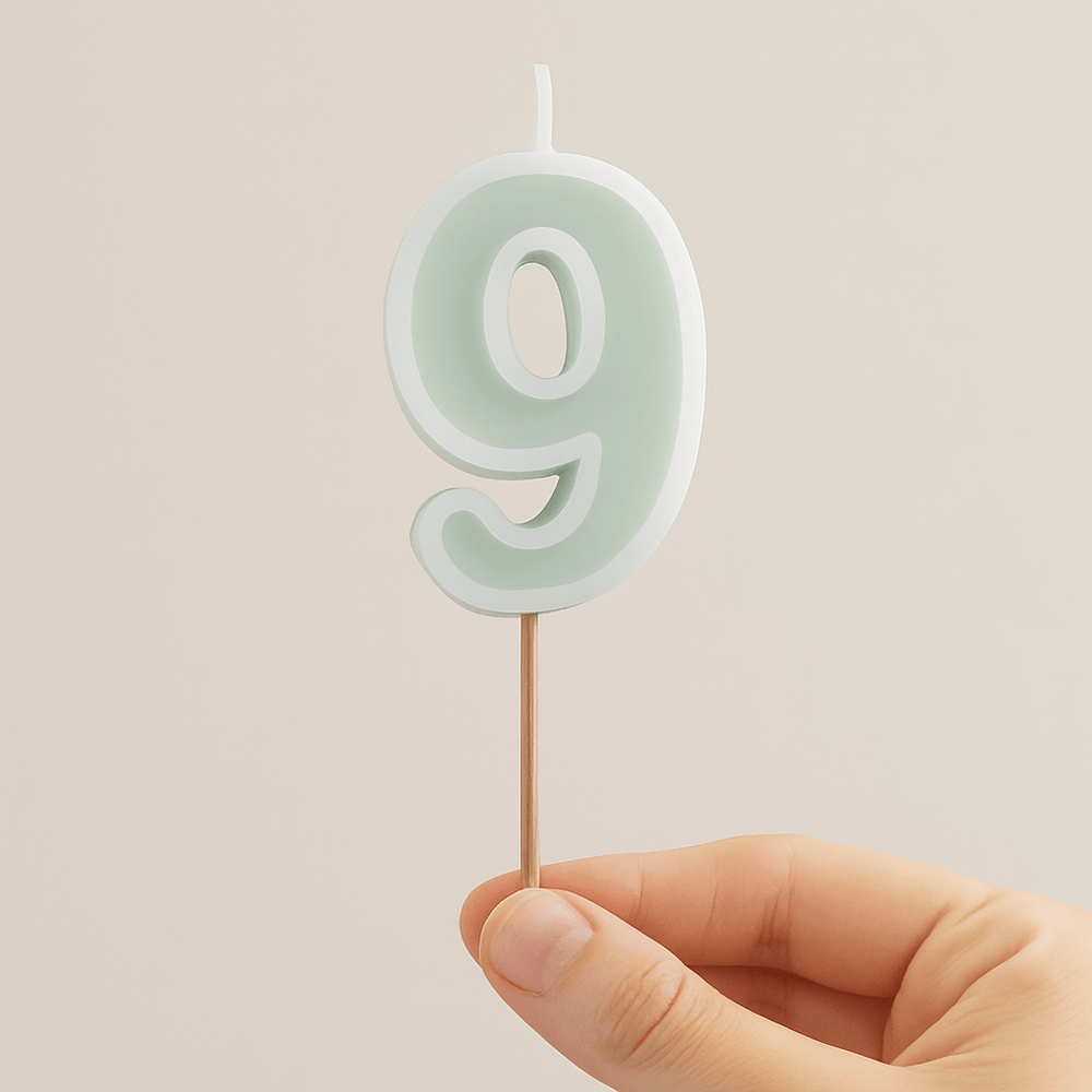 Mint Green Number 9 candle - Birthday cake candles Birthday Candles Mint Green Number 9 candle