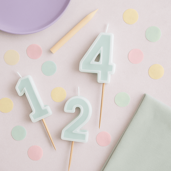 Mint Green Number Cake Candles (0-9) - Birthday Cake Candles Birthday Candles Mint Green Number Cake Candles (0-9)