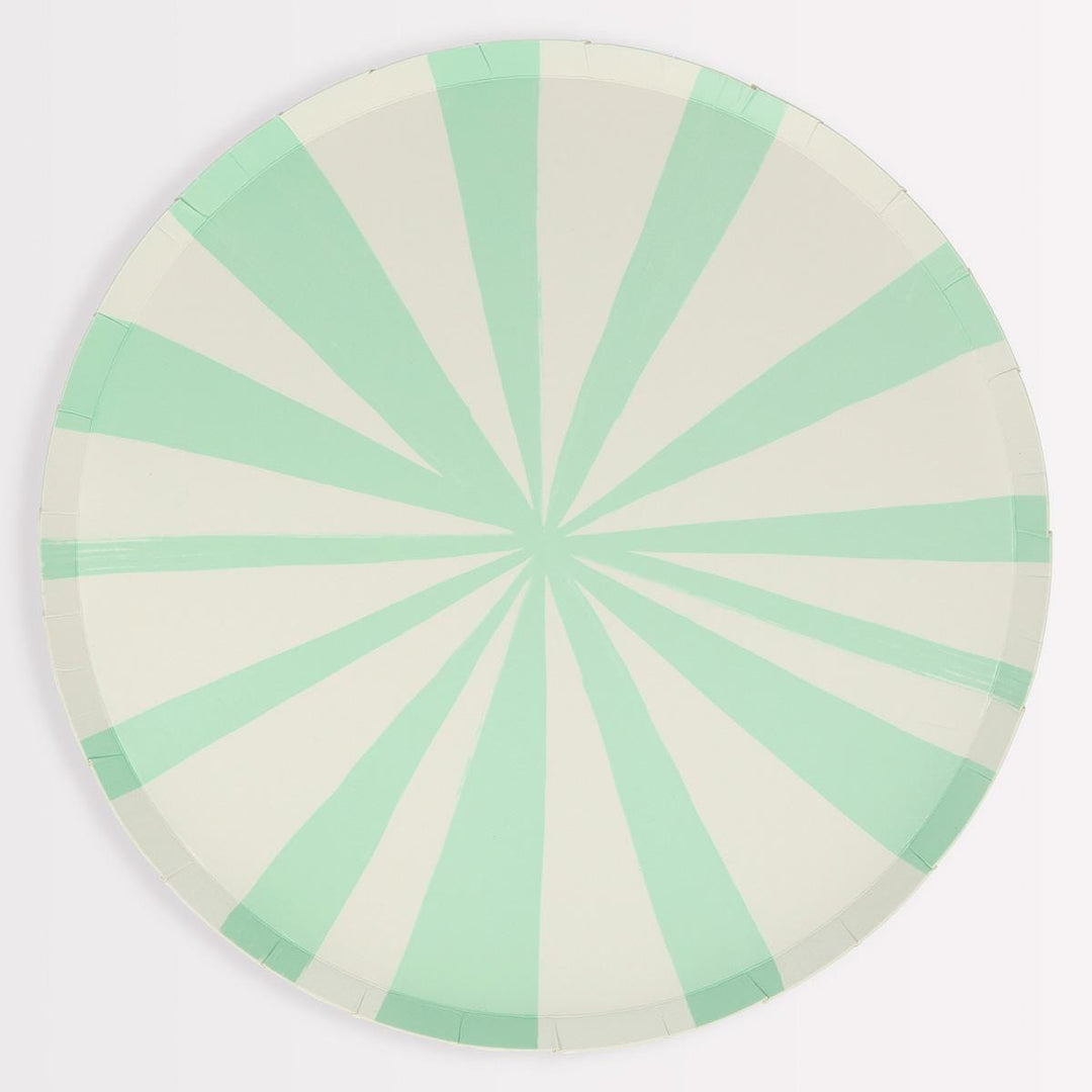 Mint Stripe Dinner Party Plates x 8 | Meri Meri party plates Mint Stripe Dinner Party Plates x 8