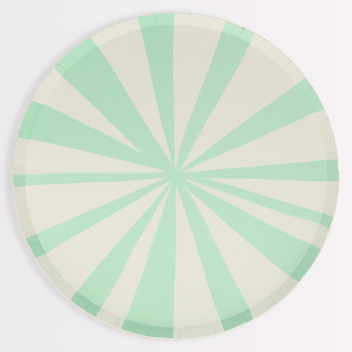 Mint Stripe Dinner Party Plates x 8 | Meri Meri party plates Mint Stripe Dinner Party Plates x 8