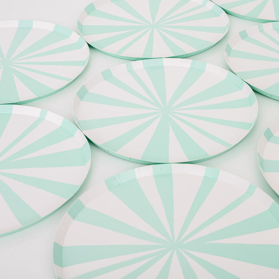 Mint Stripe Side Party Plates x 8 | Meri Meri party plates Mint Stripe Side Party Plates x 8