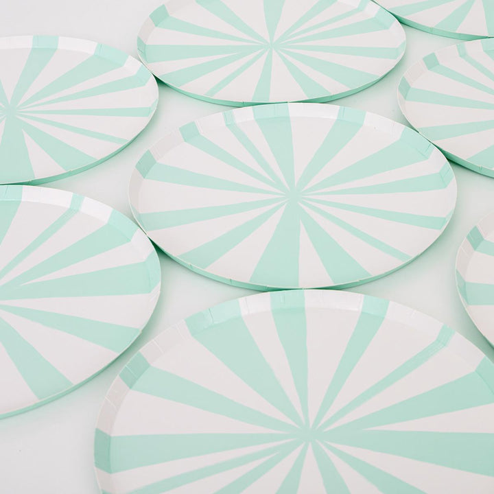 Mint Stripe Side Party Plates x 8 | Meri Meri party plates Mint Stripe Side Party Plates x 8