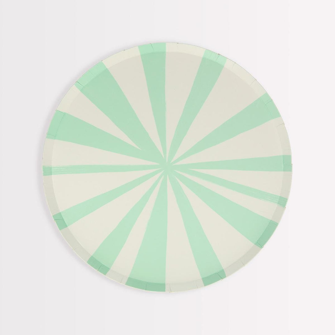 Mint Stripe Side Party Plates x 8 | Meri Meri party plates Mint Stripe Side Party Plates x 8