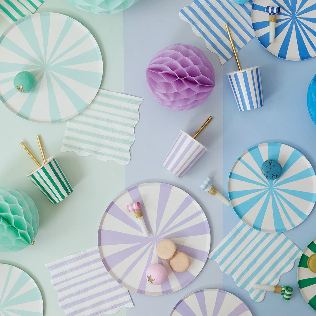 Mint Stripe Side Party Plates x 8 | Meri Meri party plates Mint Stripe Side Party Plates x 8