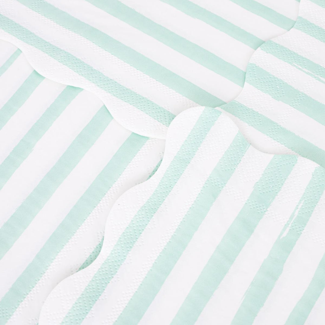 Mint Stripe Small Party Napkins x 16 | Meri Meri party napkins Mint Stripe Small Party Napkins x 16