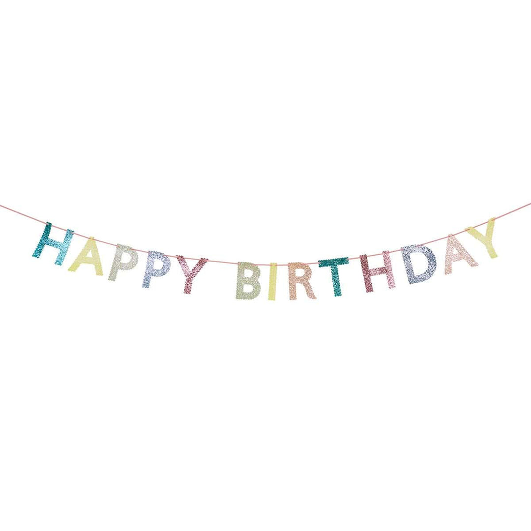 Mixed Glitter Happy Birthday Party Garland | Meri Meri Bunting Mixed Glitter Happy Birthday Party Garland