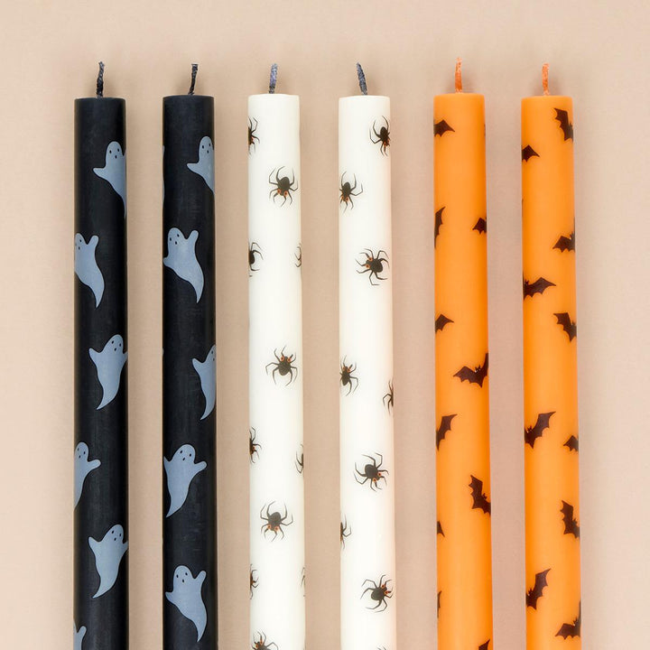 Mixed Halloween Icons Table Candles x 6 | Meri Meri Candle Mixed Halloween Icons Table Candles x 6