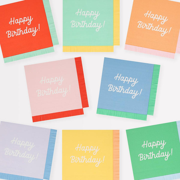 Mixed Happy Birthday Large Party Napkins x 16 | Meri Meri party napkins Mixed Happy Birthday Large Party Napkins x 16