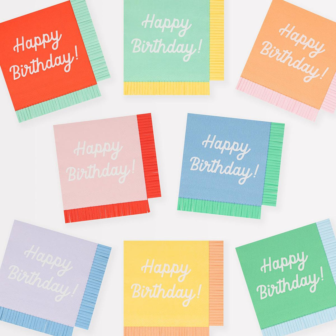 Mixed Happy Birthday Small Party Napkins x 16 | Meri Meri party napkins Mixed Happy Birthday Small Party Napkins x 16