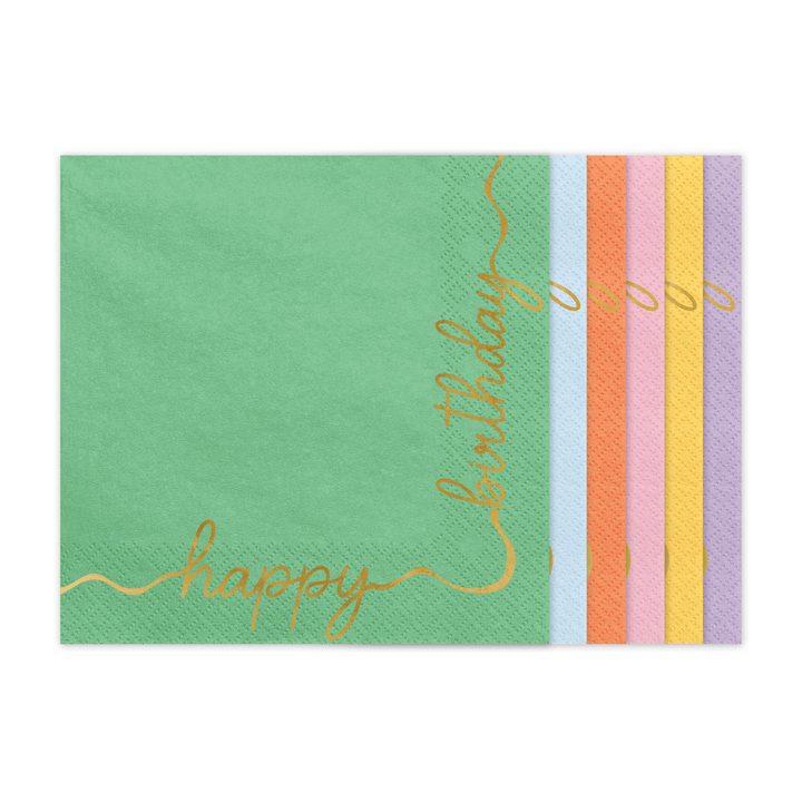 Mixed Pastel Happy Birthday Paper Napkins (Pack of 12) Paper Napkins Mixed Pastel Happy Birthday Paper Napkins (Pack of 12)