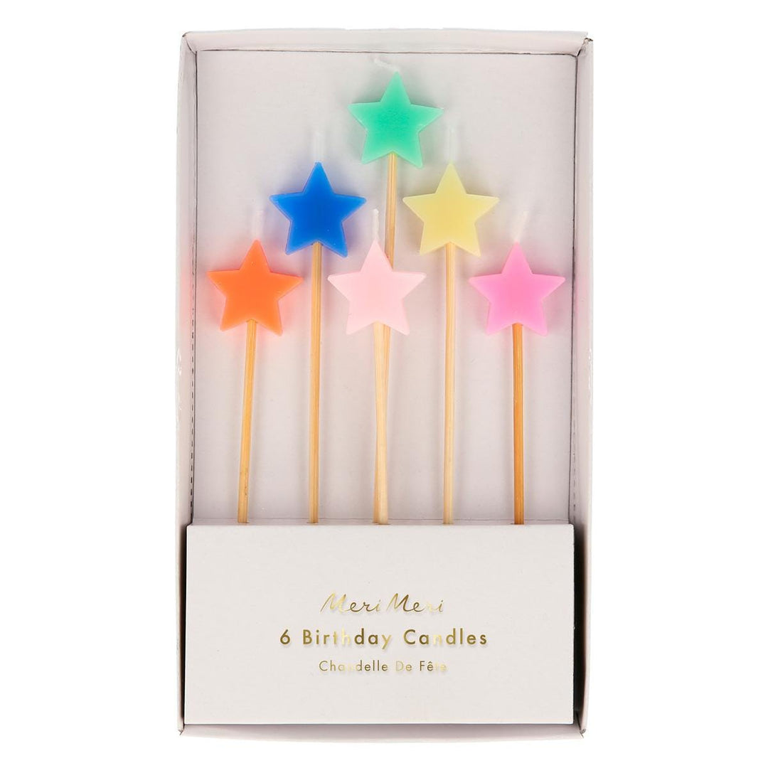 Mixed Star Party Candles x 6 | Meri Meri Birthday Candles Mixed Star Party Candles x 6