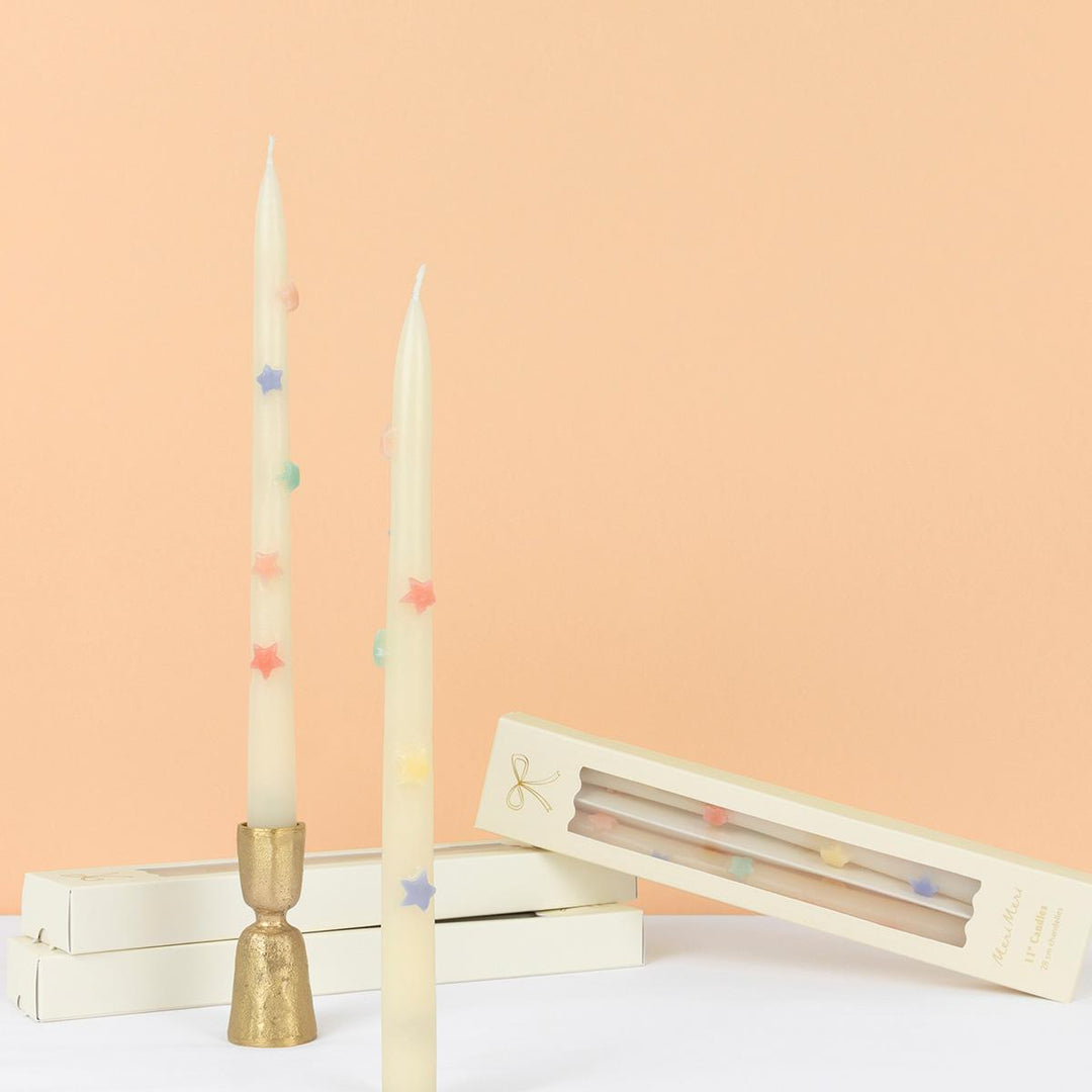 Mixed Star Taper Candles x 2 | Meri Meri Candle Mixed Star Taper Candles x 2