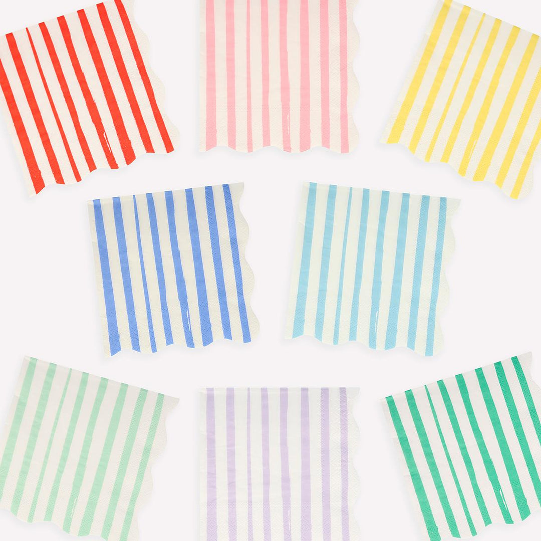 Mixed Stripe Small Party Napkins x 16 | Meri Meri party napkins Mixed Stripe Small Party Napkins x 16