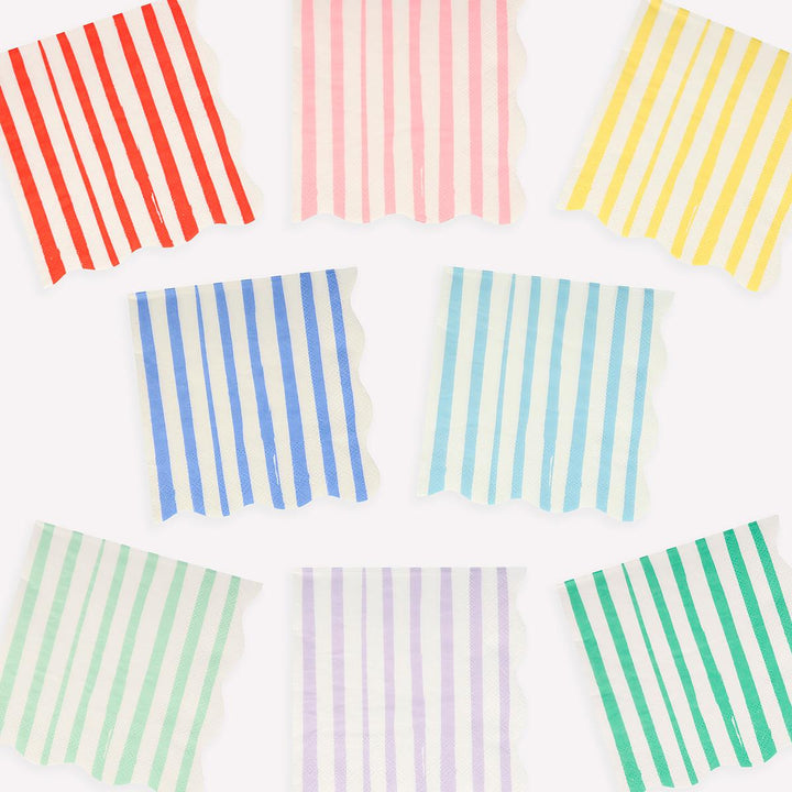 Mixed Stripe Small Party Napkins x 16 | Meri Meri party napkins Mixed Stripe Small Party Napkins x 16