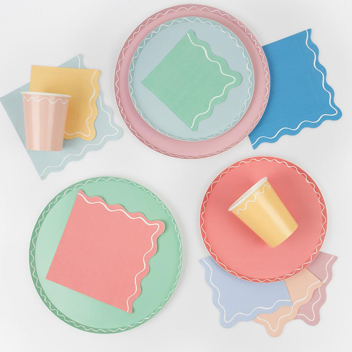 Mixed Wavy Line Side Party Plates x 8 | Meri Meri party plates Mixed Wavy Line Side Party Plates x 8