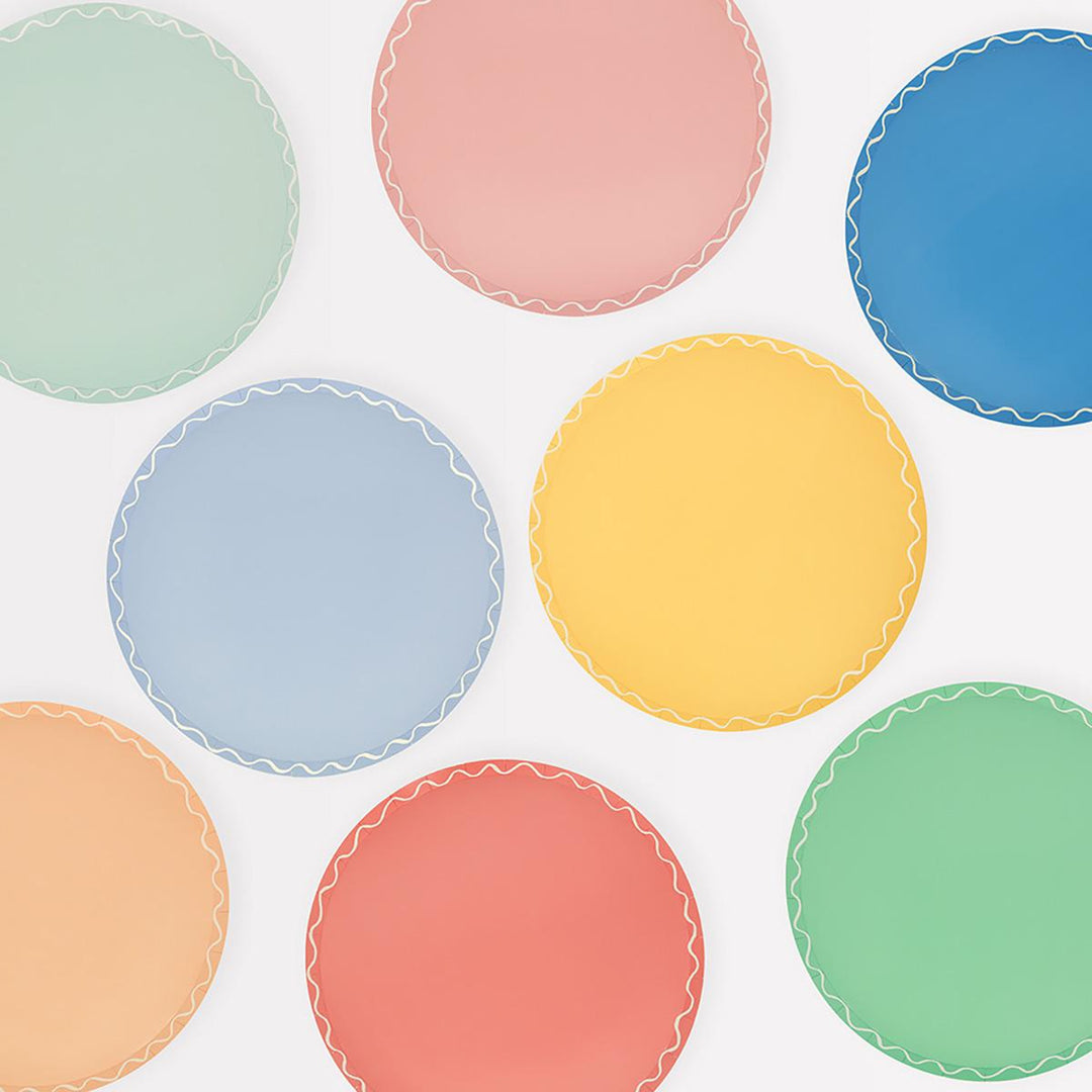 Mixed Wavy Line Side Party Plates x 8 | Meri Meri party plates Mixed Wavy Line Side Party Plates x 8