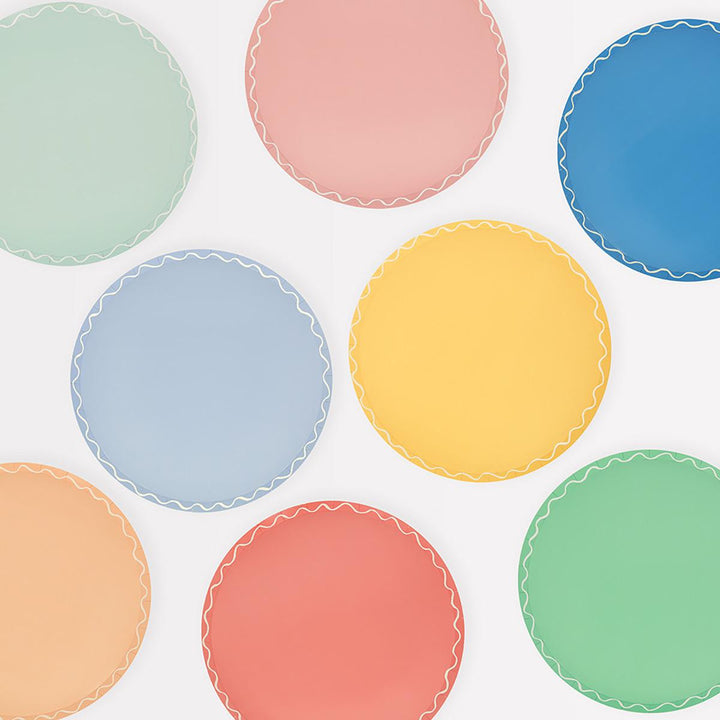 Mixed Wavy Line Side Party Plates x 8 | Meri Meri party plates Mixed Wavy Line Side Party Plates x 8