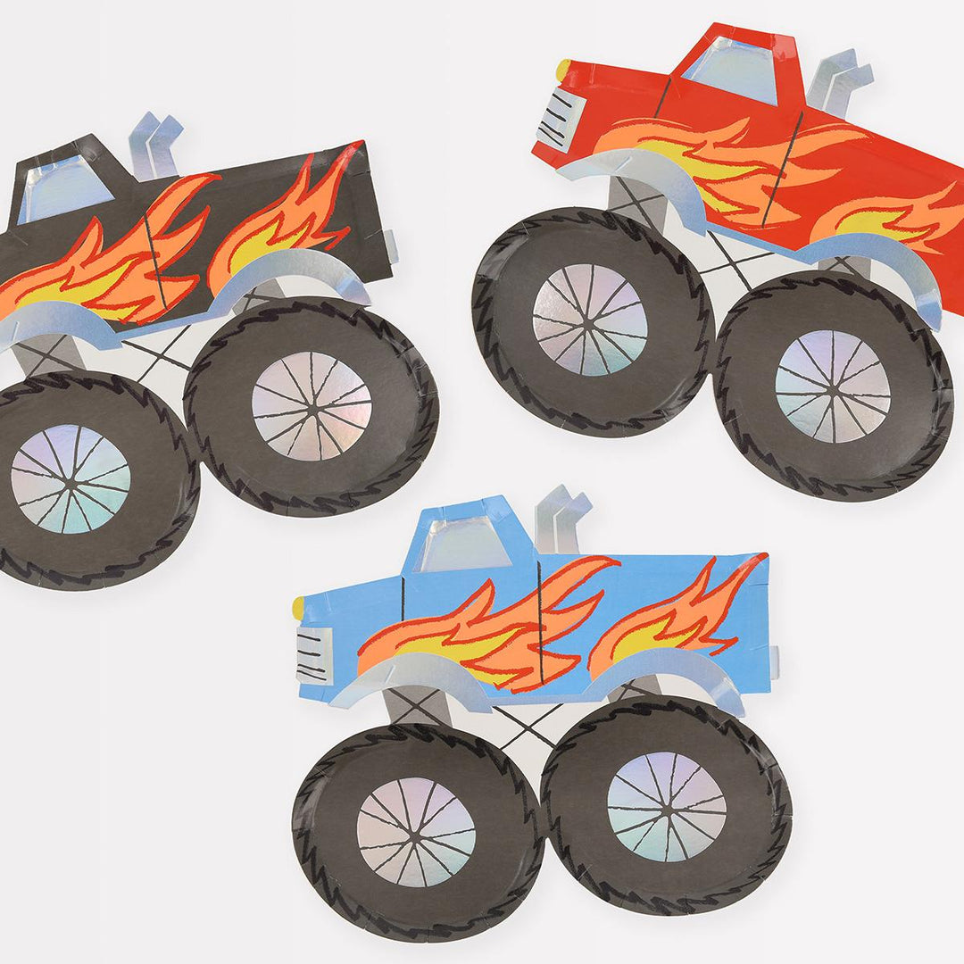 Monster Truck Party Plates x 8 | Party Tableware UK Plates Monster Truck Party Plates x 8