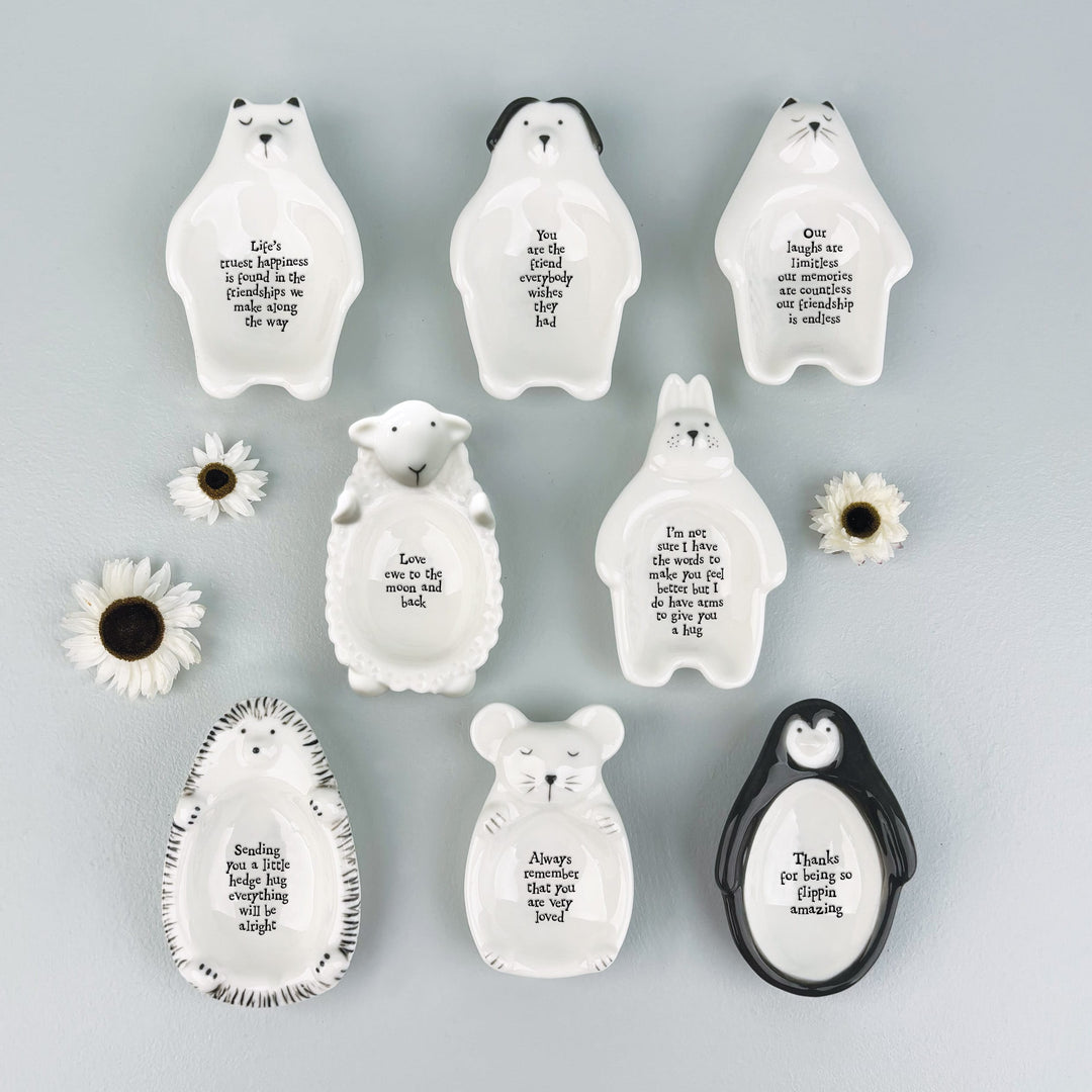 Mouse Trinket Dish Remember That You Are Loved | East of India dish East of India Porcelain Mouse Trinket Dish - Remember That You Are Loved