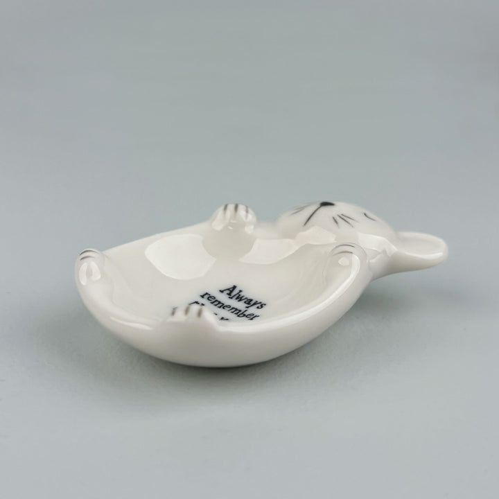 Mouse Trinket Dish Remember That You Are Loved | East of India dish East of India Porcelain Mouse Trinket Dish - Remember That You Are Loved