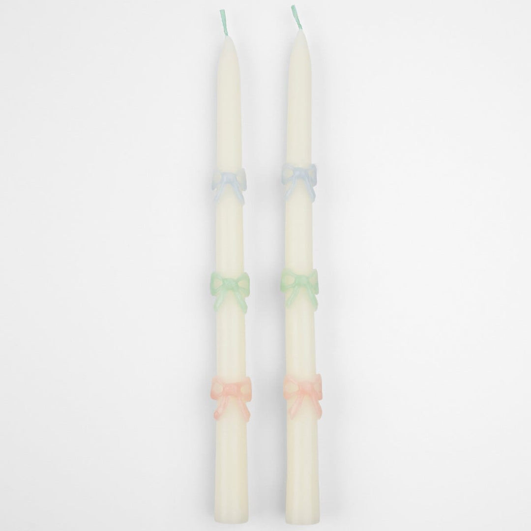 Multi Bow Taper Candles x 2 | Meri Meri Candle Multi Bow Taper Candles x 2