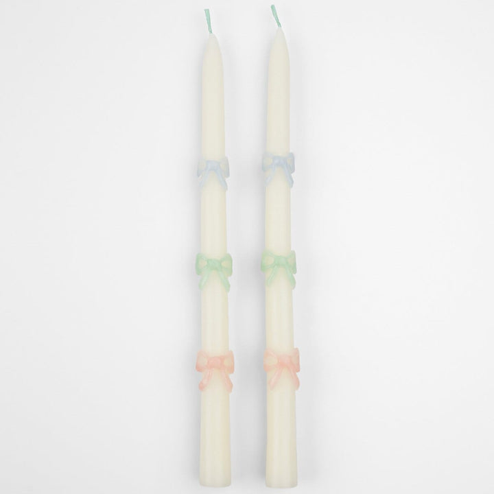 Multi Bow Taper Candles x 2 | Meri Meri Candle Multi Bow Taper Candles x 2