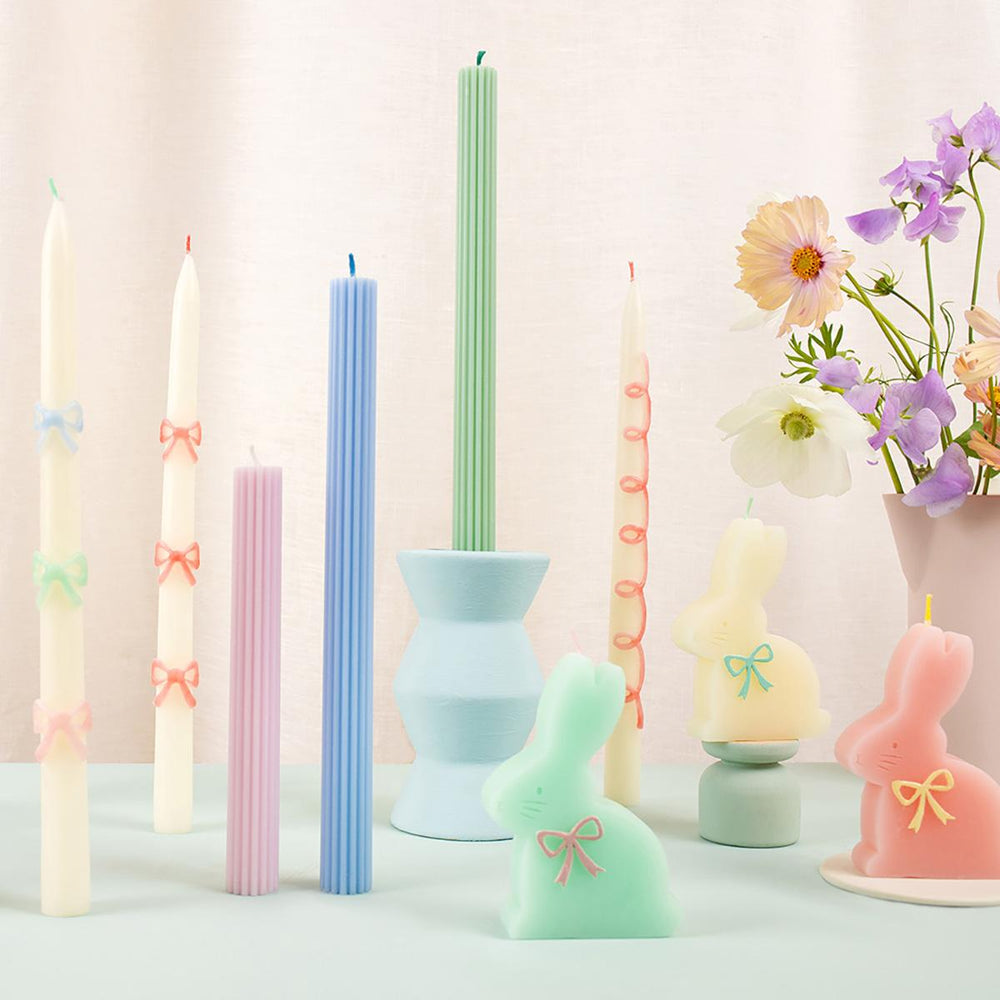 Multi Bow Taper Candles x 2 | Meri Meri Candle Multi Bow Taper Candles x 2