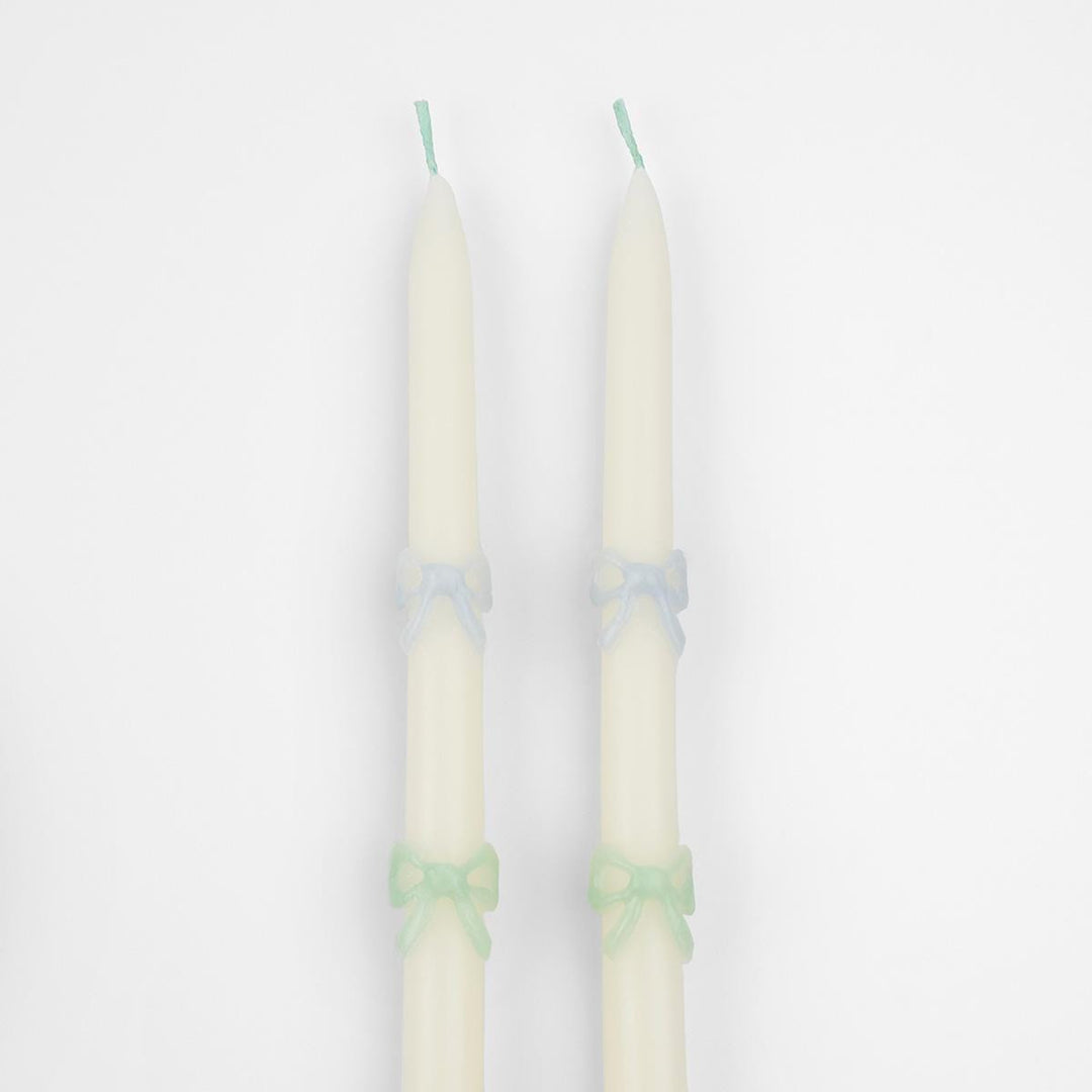 Multi Bow Taper Candles x 2 | Meri Meri Candle Multi Bow Taper Candles x 2