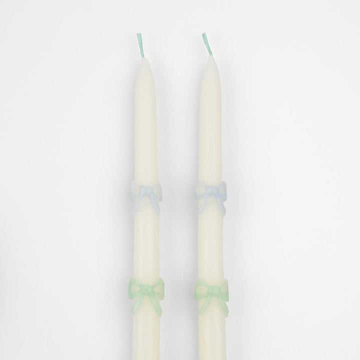 Multi Bow Taper Candles x 2 | Meri Meri Candle Multi Bow Taper Candles x 2