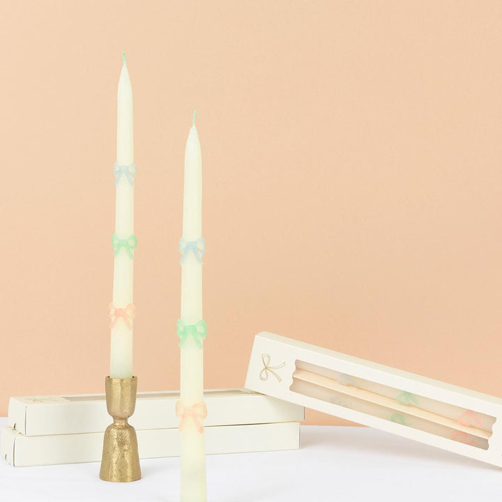 Multi Bow Taper Candles x 2 | Meri Meri Candle Multi Bow Taper Candles x 2
