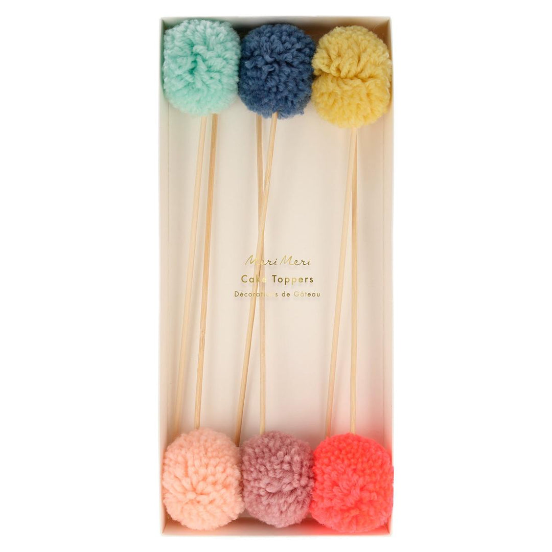 Multi Pompom Cake Toppers x 6 | Meri Meri Cake Toppers Multi Pompom Cake Toppers x 6