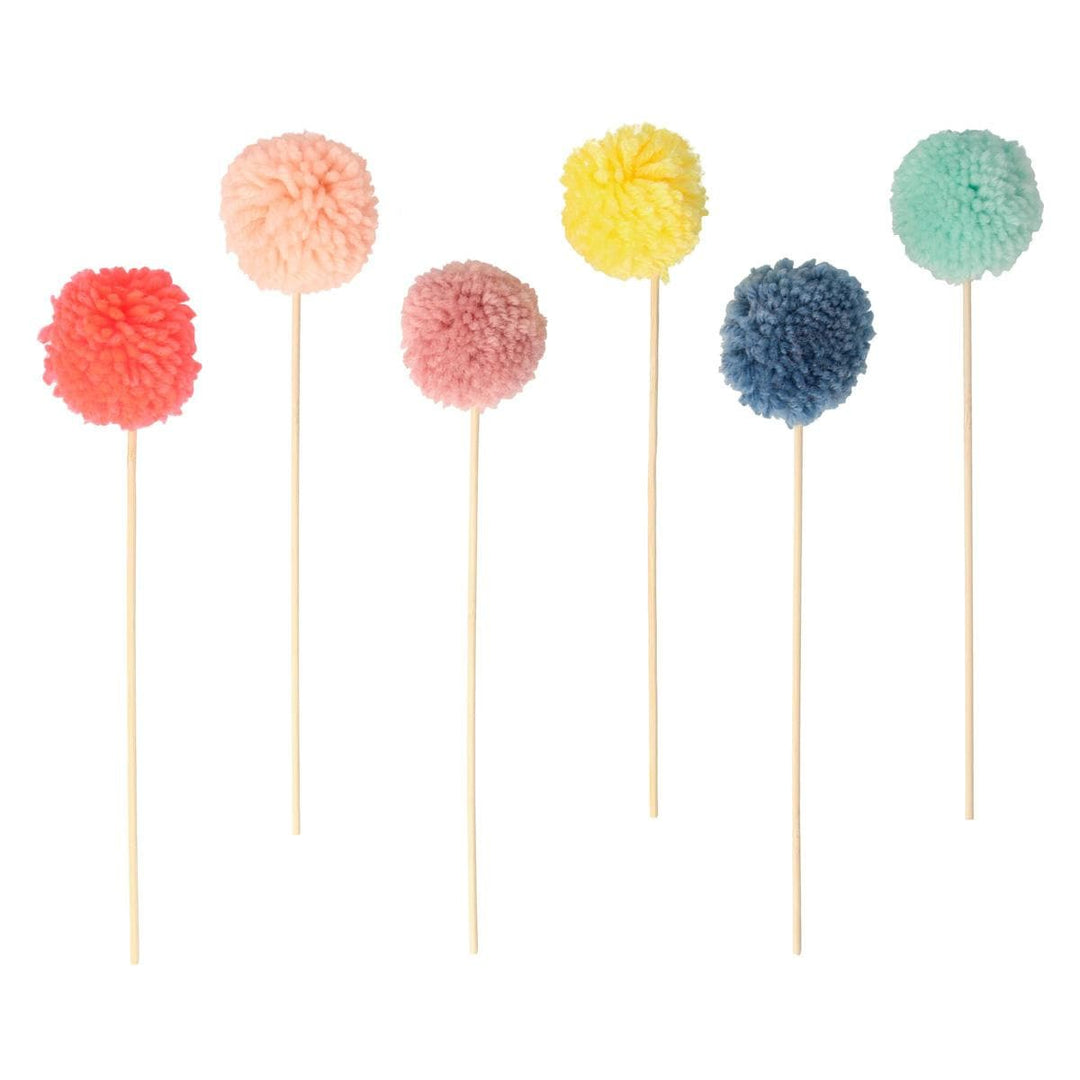 Multi Pompom Cake Toppers x 6 | Meri Meri Cake Toppers Multi Pompom Cake Toppers x 6