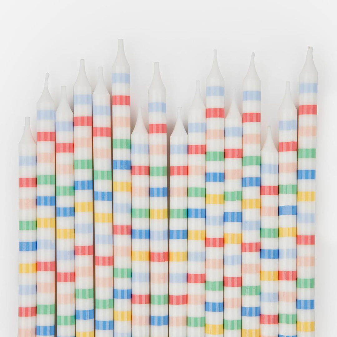 Multi Stripe Party Candles x 16 | Meri Meri Birthday Candles Multi Stripe Party Candles x 16