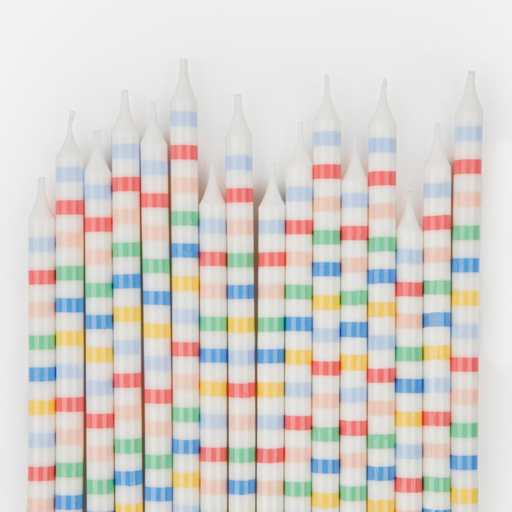 Multi Stripe Party Candles x 16 | Meri Meri Birthday Candles Multi Stripe Party Candles x 16