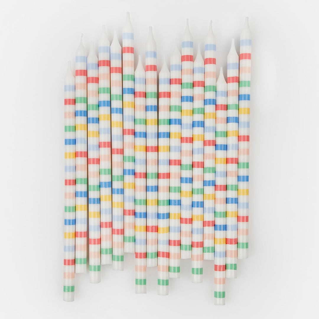 Multi Stripe Party Candles x 16 | Meri Meri Birthday Candles Multi Stripe Party Candles x 16