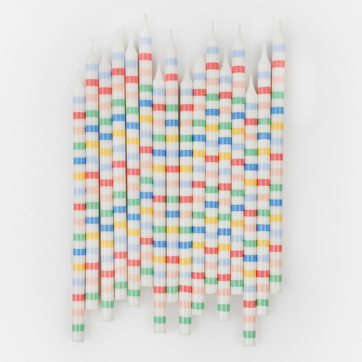 Multi Stripe Party Candles x 16 | Meri Meri Birthday Candles Multi Stripe Party Candles x 16