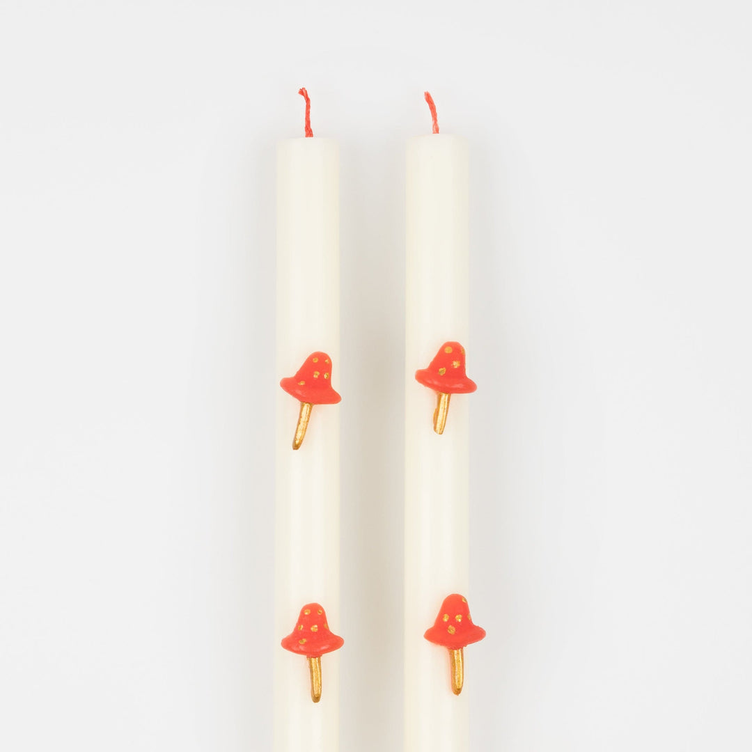 Mushroom Christmas Table Candles x 2 | Meri Meri Christmas Candles Candle Mushroom Christmas Table Candles x 2