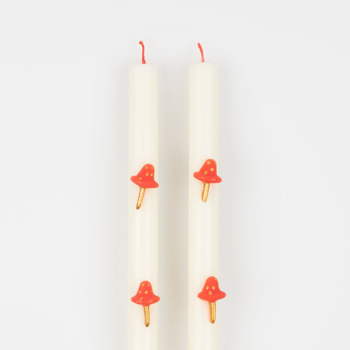 Mushroom Christmas Table Candles x 2 | Meri Meri Christmas Candles Candle Mushroom Christmas Table Candles x 2