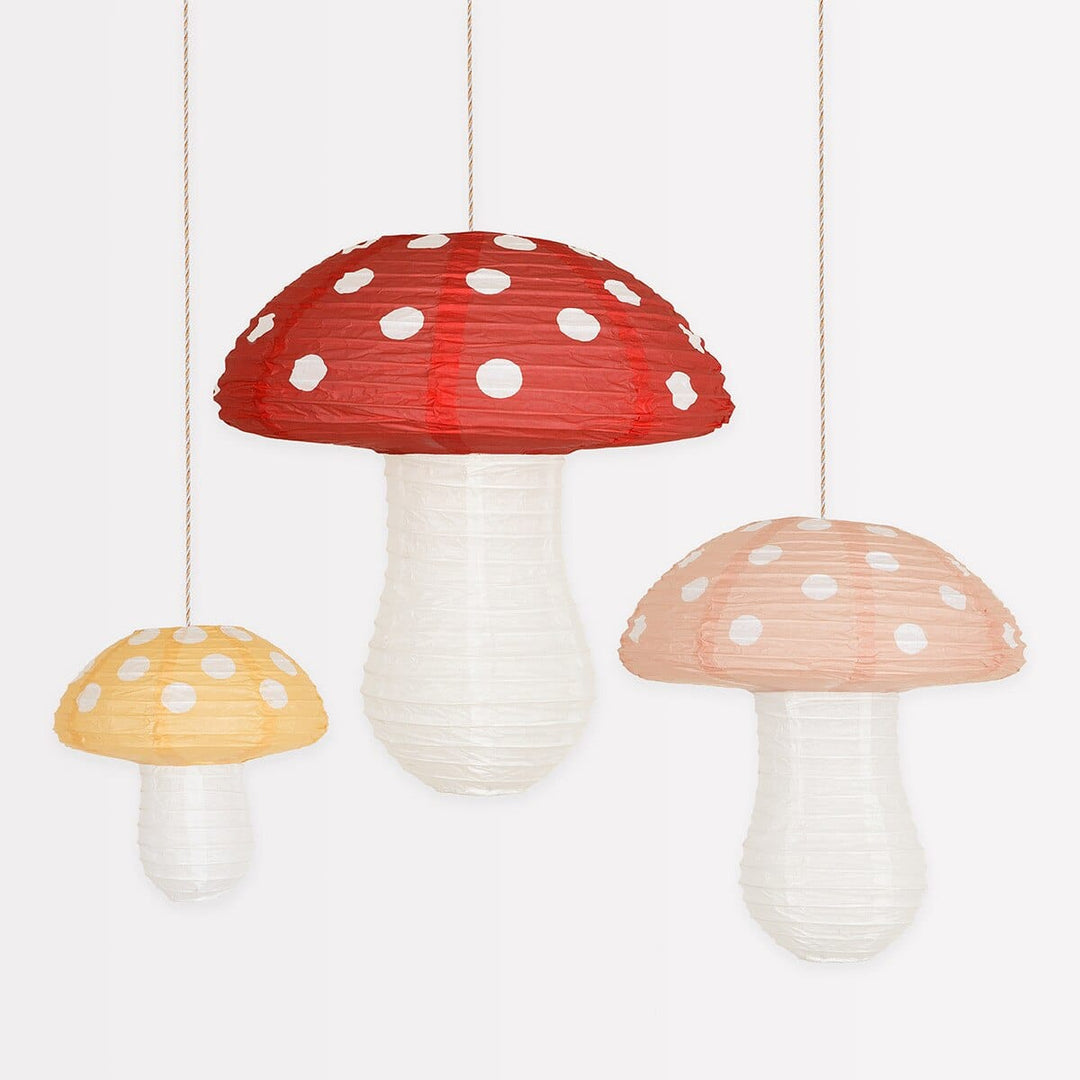 Mushroom Party Lanterns x 3 - Mushroom Party Decorations Decorations Mushroom Party Lanterns x 3