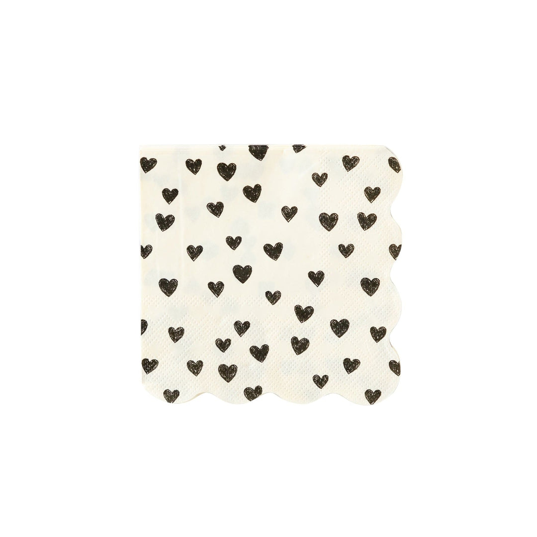 My Mind's Eye Party - Black Hearts Cocktail Napkins x 24 Paper Napkins Black Hearts Cocktail Napkins x 24