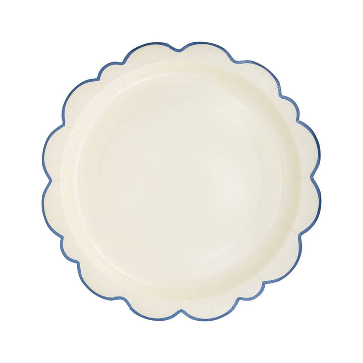 My Mind's Eye - Pembroke Cream with Blue Edge Large Paper Plates  Disposable Plates Pembroke Cream with Blue Edge Large Paper Plates x 8