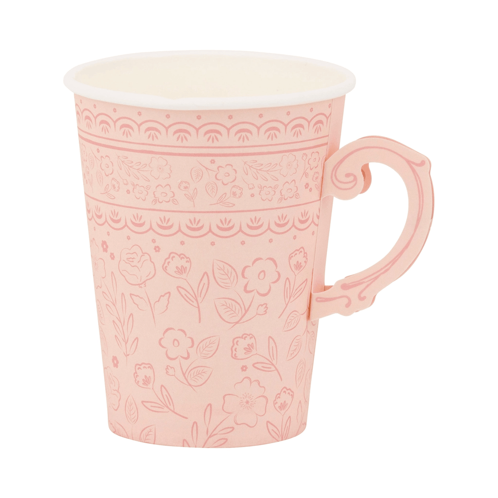 My Mind's Eye - Pembroke Pink Floral Party Cups x 8 Disposable Cups Pembroke Pink Floral Party Cups x 8