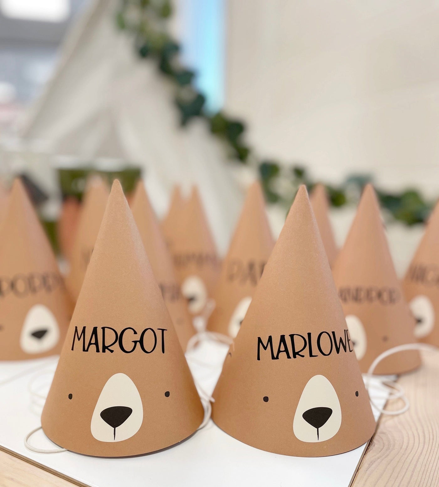 My Mind's Eye - Personalised Adventure Bear Party Hats x 8 Party Supplies Personalised Adventure Bear Party Hats x 8