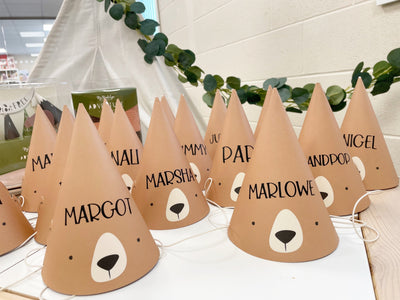 My Mind's Eye - Personalised Adventure Bear Party Hats x 8 Party Supplies Personalised Adventure Bear Party Hats x 8