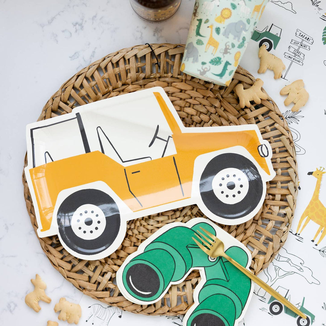 My Mind's Eye - Safari Party Jeep Shaped Paper Plates Disposable Plates Safari Party Jeep Shaped Paper Plates x 8